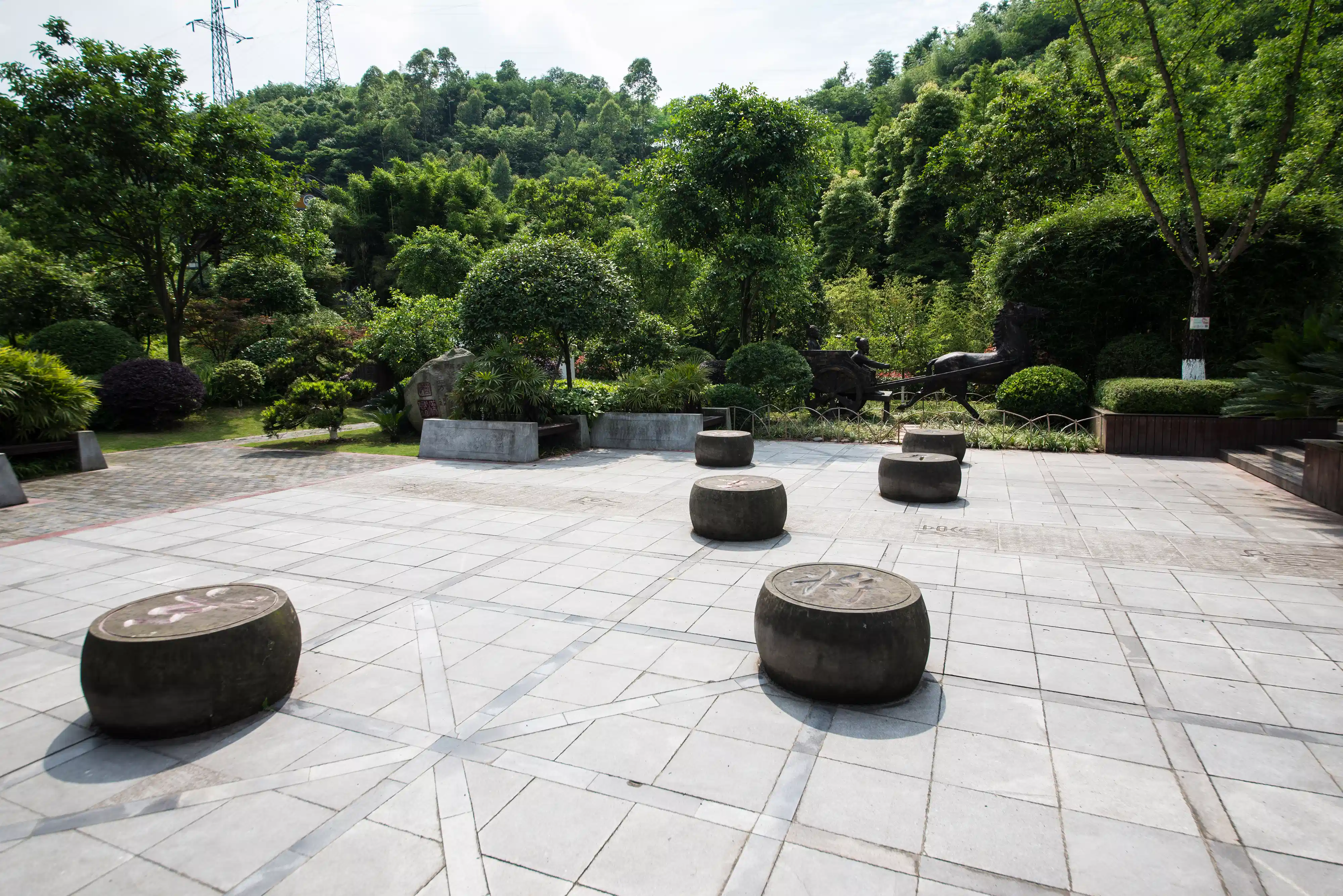 Concrete patio surface for outdoor gathering